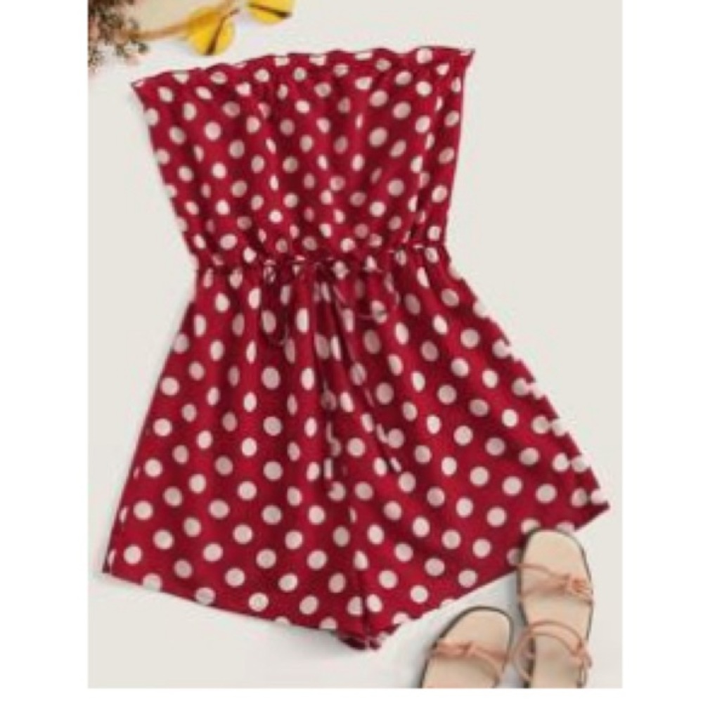 Strapless Polkadot Romper